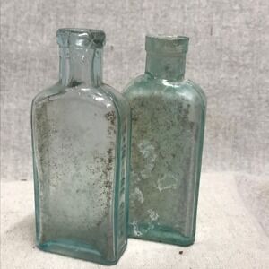Vintage‎ Apothecary Bottles, Cloudy Glass Vintage, Aqua Tint, Wedding Decoration